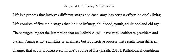 Write a 500-750-word essay on the Stages-of-Life and the influence of age in health care from a patient's perspective