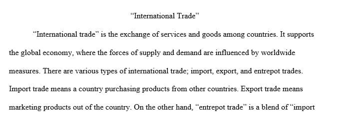 Write a newspaper article of at least 550 words where you make arguments as to why the country should trade internationally