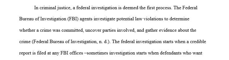 Write four paragraphs describing your view of the FBI investigation.