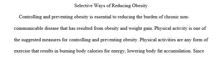 Writing 2 articles about (selective ways to reduce obesity)