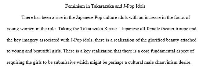 Writing a response (journal) to pop Icons - Takarazuka and J-Pop Idols.