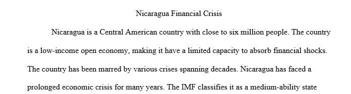 Describing the crises or risks of crises over the last 30 years Nicaragua.