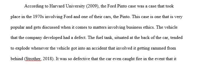 Discuss the Ford pinto case in this video.