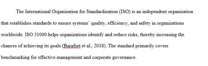 Discuss the main areas covered in a risk management plan regarding the ISO