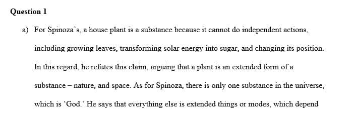 Explain as clearly as you can how a house plant relates to the Extended substance.