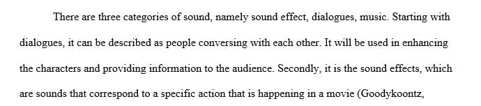 Explain how the different categories of sound are used in your chosen film.