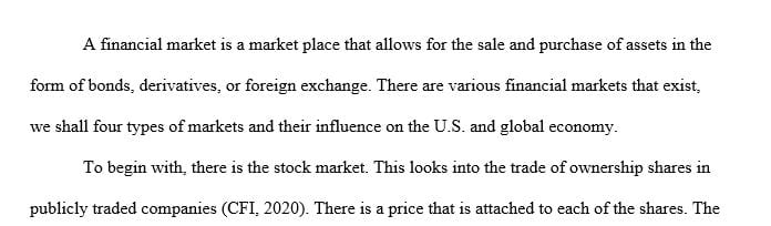 Research how financial markets and institutions influence the US and global economies.