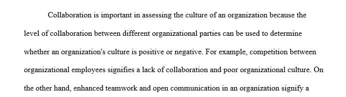 What do you think the role of collaboration is in assessing organizational culture