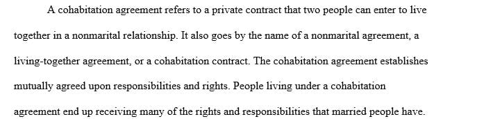 What is a cohabitation agreement How does it differ from a premarital agreements.