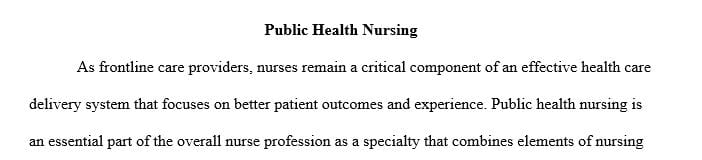 Analyze the roots of public health nursing. Explain its influence on practice today.