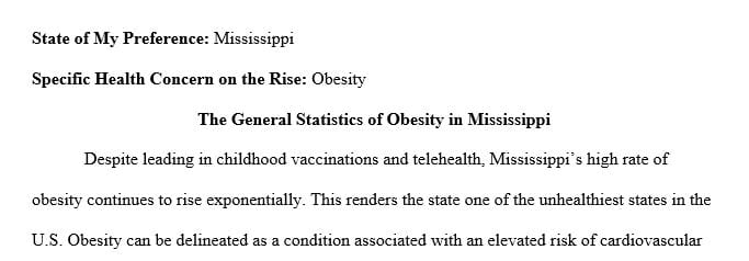 Briefly list the general statistics pertaining to a specific health concern that is on the rise in selected the city county.