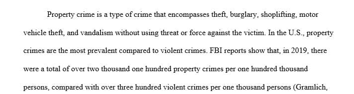 Choose a metro area of the United States and identify the property crimes that are prevalent.