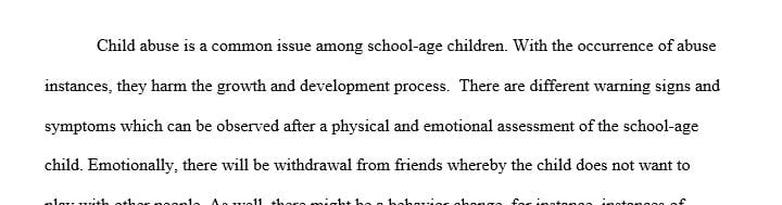 Choose one of the four age groups and outline the types of abuse most ...