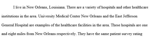 Compare the data for each of the measures for all 3 hospitals.