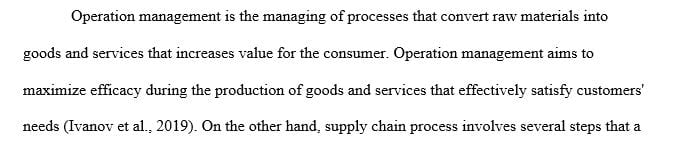 Define Operations management and the supply chain process