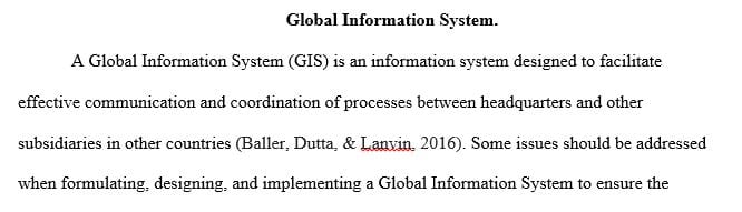 Describe some of the issues that should be contemplated before designing and implementing a global information system