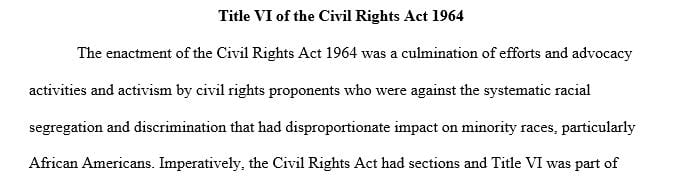 Describe the provisions of Title V1  of the Civil Rights Act of 1964