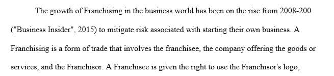 Determine the various types of franchises and provide an example of each to further illustrate distinctions.