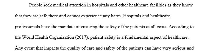 Develop a 3-5 page paper that examines a safety quality issue pertaining to medication administration in a health care setting.