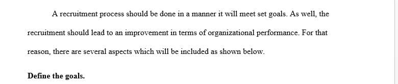 Develop a recruitment plan for a position category within the organization as the focus of this plan