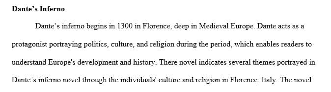 Discuss Dante’s Inferno. What are the most salient political, cultural, and theological elements of the book