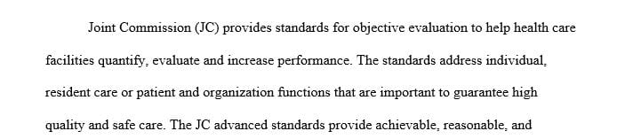 Discuss the importance of these standards in terms of providing quality care to patients.