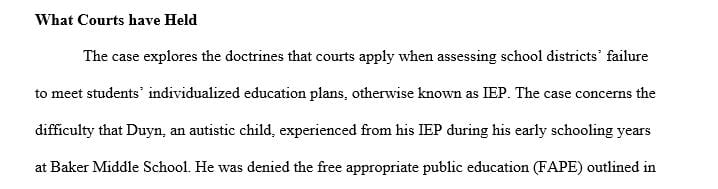 Discuss what the Courts have held on this issue. Have you confronted the issue of imperfect implementation in your school district