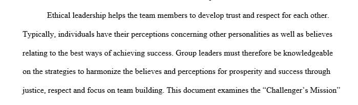 Explain how the leader’s decision impacted the results of the Challenger’s mission.