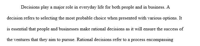 Explain how the rational decision-making process can be applied to investment strategies.