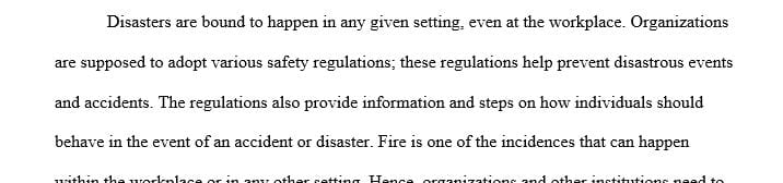 Final project for FSE 230 is to submit a two page paper on fire prevention.