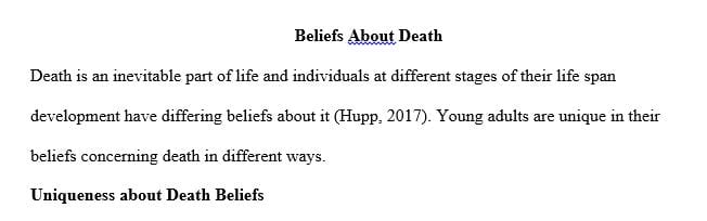 How are young adults unique in their beliefs about death