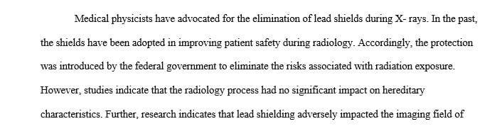 How does the improvement of technology eliminate the use of lead shields during an x-ray