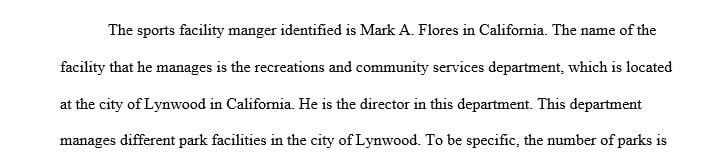 Identify a sport facilities manager in the local community.