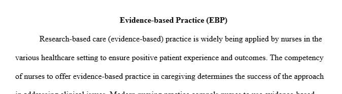 Nurses in various settings are adopting a research-based practice that incorporates research findings into their decisions and interactions with clients.