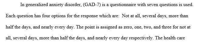 On pages 68 and 69 are screening tools for anxiety disorders and depression, state and explain the two different assessments