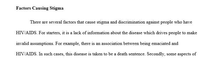 Post an explanation of factors causing stigma and discrimination in patients with HIV/AIDS