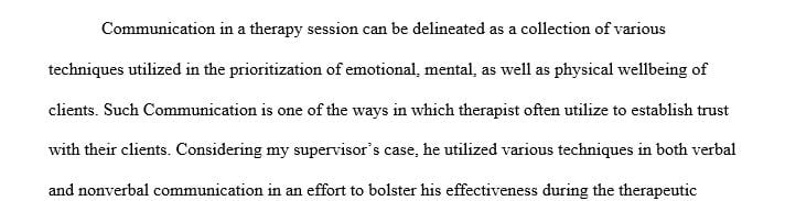 Reflect on the communication verbal and non-verbal you observed this week between your supervisor and her his clients patients.