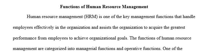 Review The Functions Of Human Resource Management 