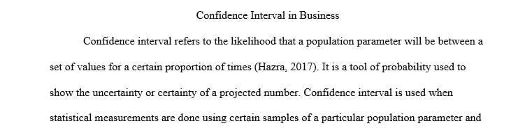 Select one company or organization that used confidence interval technique to measure its performance parameters