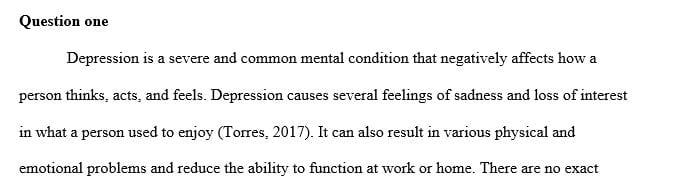 Summarize major concepts of depression (nursing perspective).
