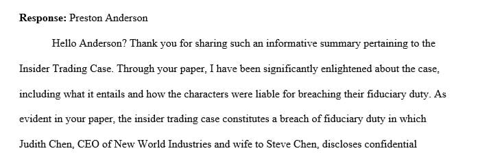 Summary of the Insider Trading Case