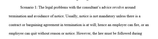 What are the legal problems with the consultant’s advice