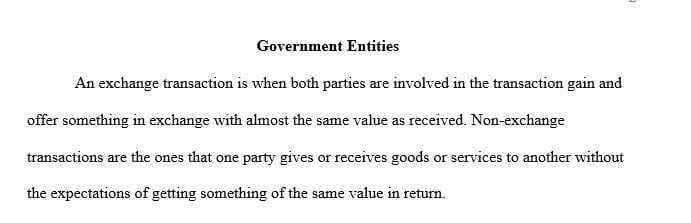 What is the difference in reporting an exchange and a non-exchange transaction