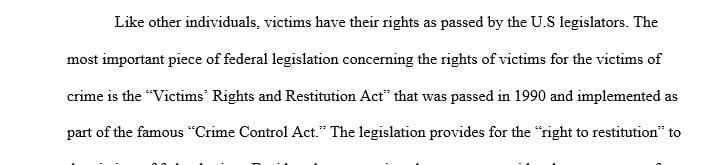 What is the piece of federal legislation on victims’ rights that is most important for victims of crime