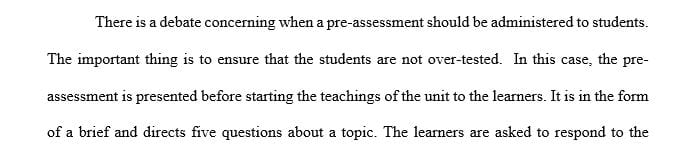 Write a 250-500 word summary of your pre-assessment activity and the results from the implementation.