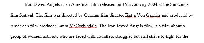 Write a reflective essay of a minimum of 800 words about the movie “Iron Jawed Angels”