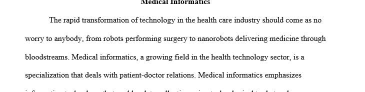 Write a summary report (250 words) from any topic related to Medical Informatics that affect our community.