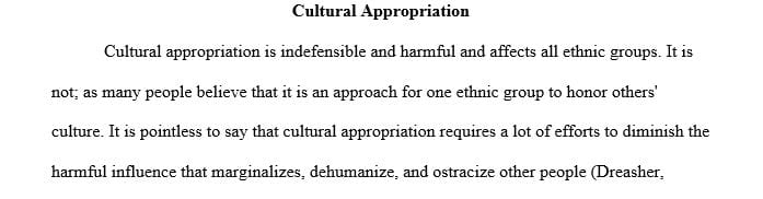 Write me a 1-page paper about cultural appropriation