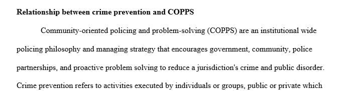 Discuss the relationship between crime prevention and COPPS.