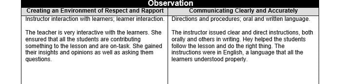 Integrate feedback received from professional colleagues into the development of actions steps for improving instructional skills.